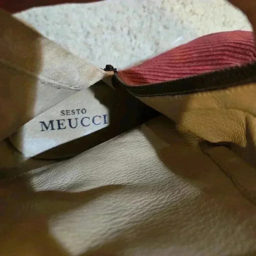 Sesto Meucci Corduroy Women Low Block Heel Boots Maroon Size 38 - Picture 7 of 7